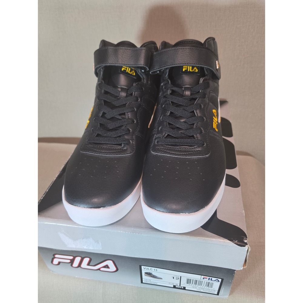 Fila Vulc 13 Mid Plus Mens Black White Yellow High Top Sneakers 1FM01054-016 12